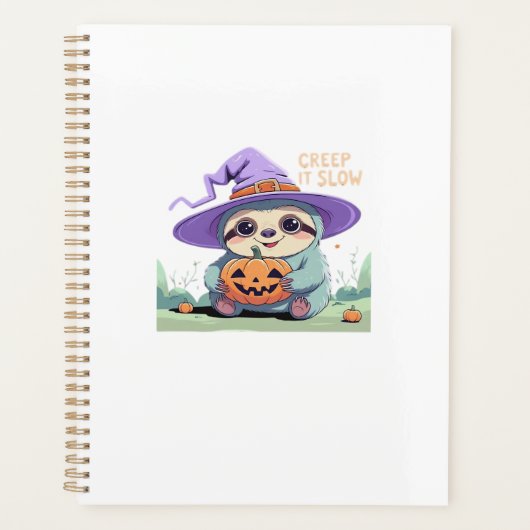気持ち悪いくらいスロー � 可愛いナマケモノ ハロウィンTシャツ 面白い プランナー手帳 (正面)
