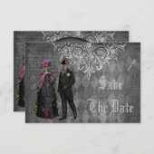 気持ち悪いハロウィンの花嫁&花婿 保存日 セーブザデート (正面/裏面)