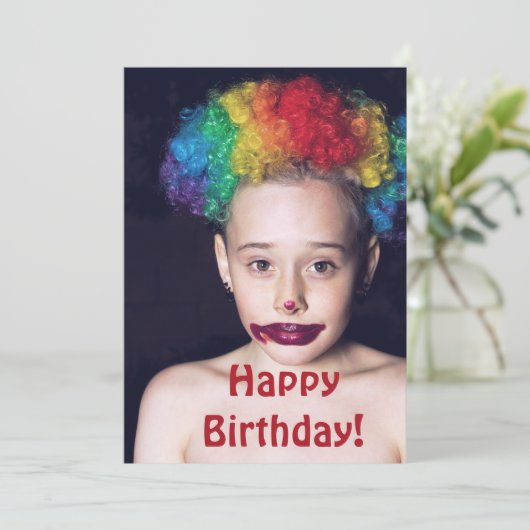 気持ち悪いピエロの子供の誕生日カード サンキューカード (スタンド正面)