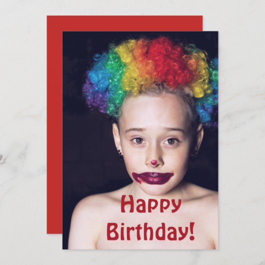 気持ち悪いピエロの子供の誕生日カード サンキューカード (正面/裏面)