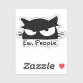気持ち悪い人間 Introvert 黒猫ステッカー 面白い 黒猫 シール (シート)
