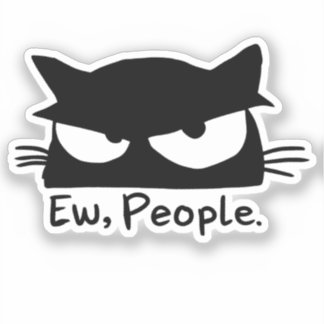 気持ち悪い人間 Introvert 黒猫ステッカー 面白い 黒猫 シール