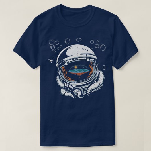 気泡おもしろい付き宇宙飛行士の陰謀フラット Tシャツ (デザイン正面)