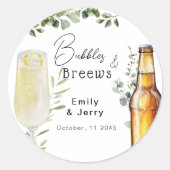 気泡とブリーユーカリのカップルのシャワーパーティー ラウンドシール (正面)