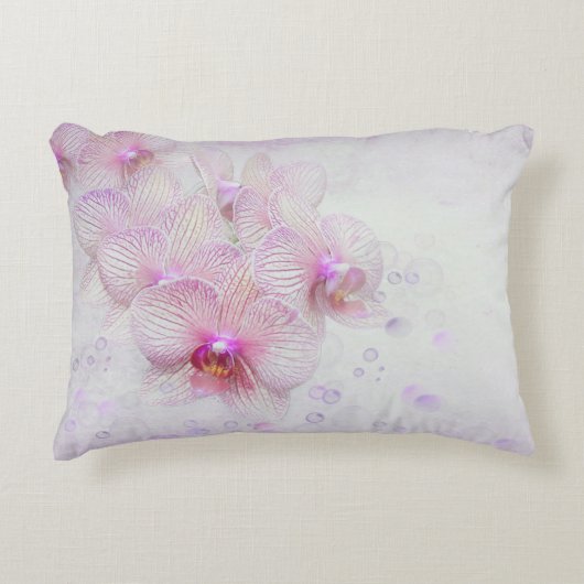 気泡のあるパステルピンクのラン アクセントクッション (正面)