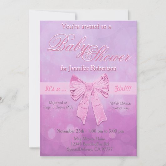 気泡の付いた赤ちゃんシャワー 招待状 (正面)