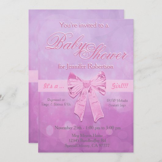 気泡の付いた赤ちゃんシャワー 招待状 (正面/裏面)