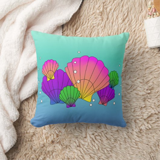 気泡カリブの付き貝殻 クッション (ブランケット)