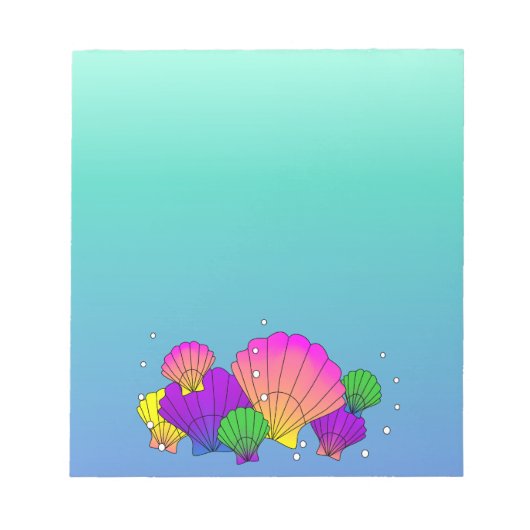 気泡カリブの付き貝殻 ノートパッド (正面)