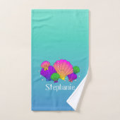 気泡パーソナライズされたカリブの付き貝殻 バスタオルセット (ハンドタオル)