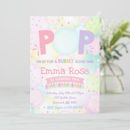 気泡パーティー誕生日招待状気泡誕生日 招待状 (スタンド正面)