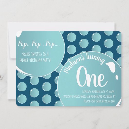 気泡ポップ・アートのポップ・アートのポップ・アートの誕生日おもしろい 招待状 (正面)
