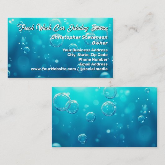 気泡澄んブルーウォーター車の詳細洗浄 名刺 (正面/裏面)