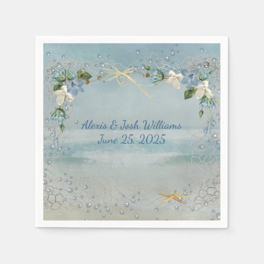 気泡航海のと花の網 スタンダードカクテルナプキン (正面)