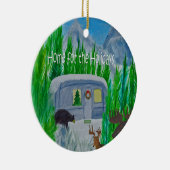 気流の雪に包まれたレトロキャンパーオーナメント セラミックオーナメント (右)