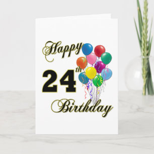 気球が付いている幸せな第24誕生日プレゼント カード