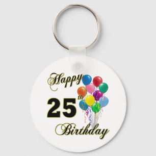 気球が付いている幸せな第25誕生日プレゼント キーホルダー