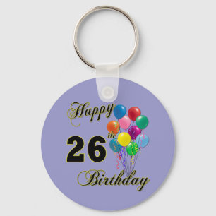 気球が付いている幸せな第26誕生日プレゼント キーホルダー