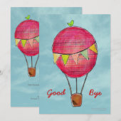 気球での別離を祝う熱い旅立ちのパーティーへようこそ 招待状 (正面/裏面)