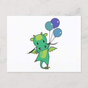 気球でドラゴンフライかわいいファンタジードラゴン ポストカード
