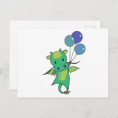 気球でドラゴンフライかわいいファンタジードラゴン ポストカード (正面/裏面)