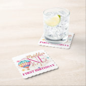 気球で火傷した正方形のコースターに乗る ペーパーコースター (インサイチュ)