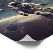 気球で空中に浮かぶ宇宙飛行士 ポスター (角)