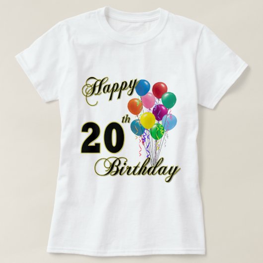 気球との幸せな第20誕生日 Tシャツ (デザイン正面)