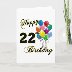 気球との幸せな第22誕生日 カード