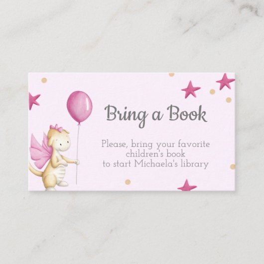 気球とピンクのベビーガールドラゴンで本を持ち込む|過去記事 エンクロージャーカード (正面)