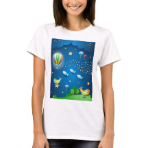 気球と星のポストの波と超現実的な夜