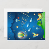 気球と星の波と超現実的な夜 シーズンポストカード (正面/裏面)