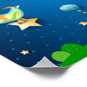 気球と星の波と超現実的な夜 ポスター (角)