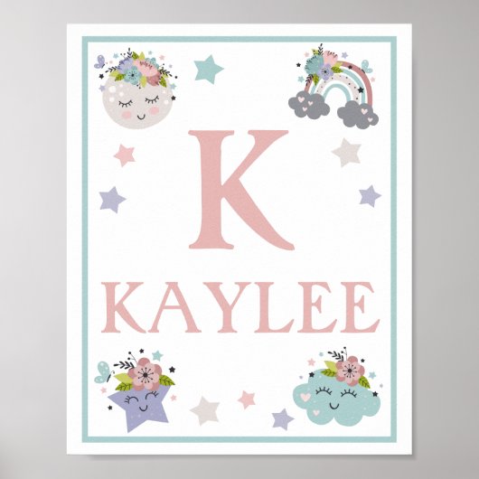 気球と雲と虹と月のアートプリントセット ポスター (正面)