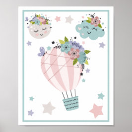 気球と雲と虹と月のアートプリントセット ポスター