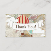 気球と雲の世界地図の本のリクエスト エンクロージャーカード (裏面)