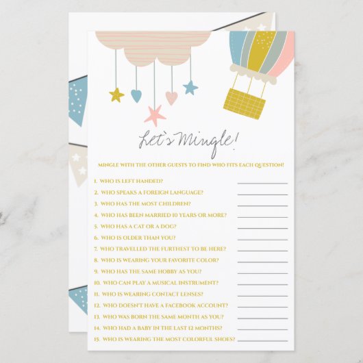 気球と雲の交わり！赤ちゃんシャワーゲーム (正面/裏面)