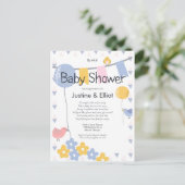 気球と鳥の少年の赤ちゃんシャワーで ポストカード (スタンド正面)