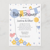 気球と鳥の少年の赤ちゃんシャワーで ポストカード (正面)