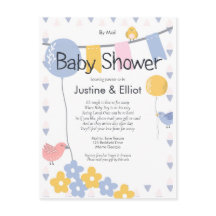 気球と鳥の少年の赤ちゃんシャワーで