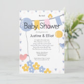 気球と鳥の少年の赤ちゃんシャワーで 招待状 (スタンド正面)