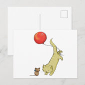 気球に乗った猫 ポストカード (正面/裏面)