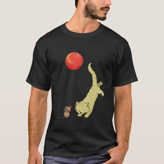 気球に乗った猫 Tシャツ (正面)