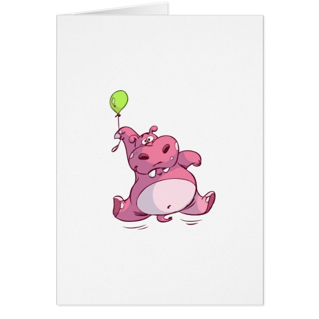 気球のかわいいピンクのカバ (正面)