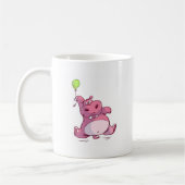 気球のかわいいピンクのカバ コーヒーマグカップ (左)