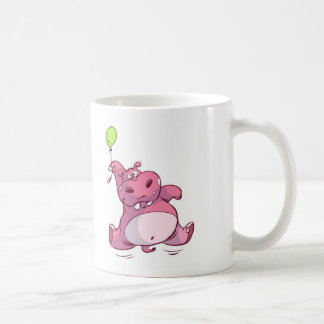 気球のかわいいピンクのカバ コーヒーマグカップ