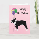 気球のハッピーバースデーのボストンテリア カード (正面)