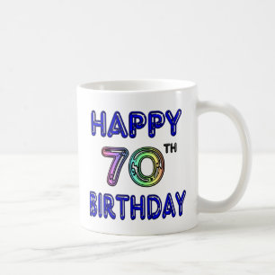 気球のフォントの幸せな第70誕生日のマグ コーヒーマグカップ