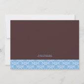 気球のベビーシャワーの招待状が付いている青いベビーカー 招待状 (裏面)