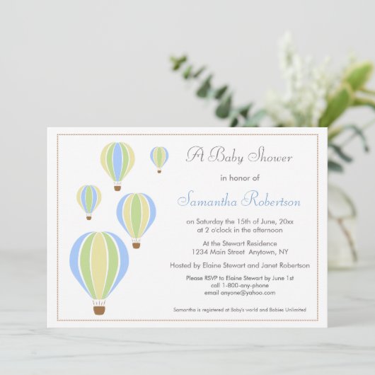 気球のベビーシャワーの招待状 招待状 (スタンド正面)